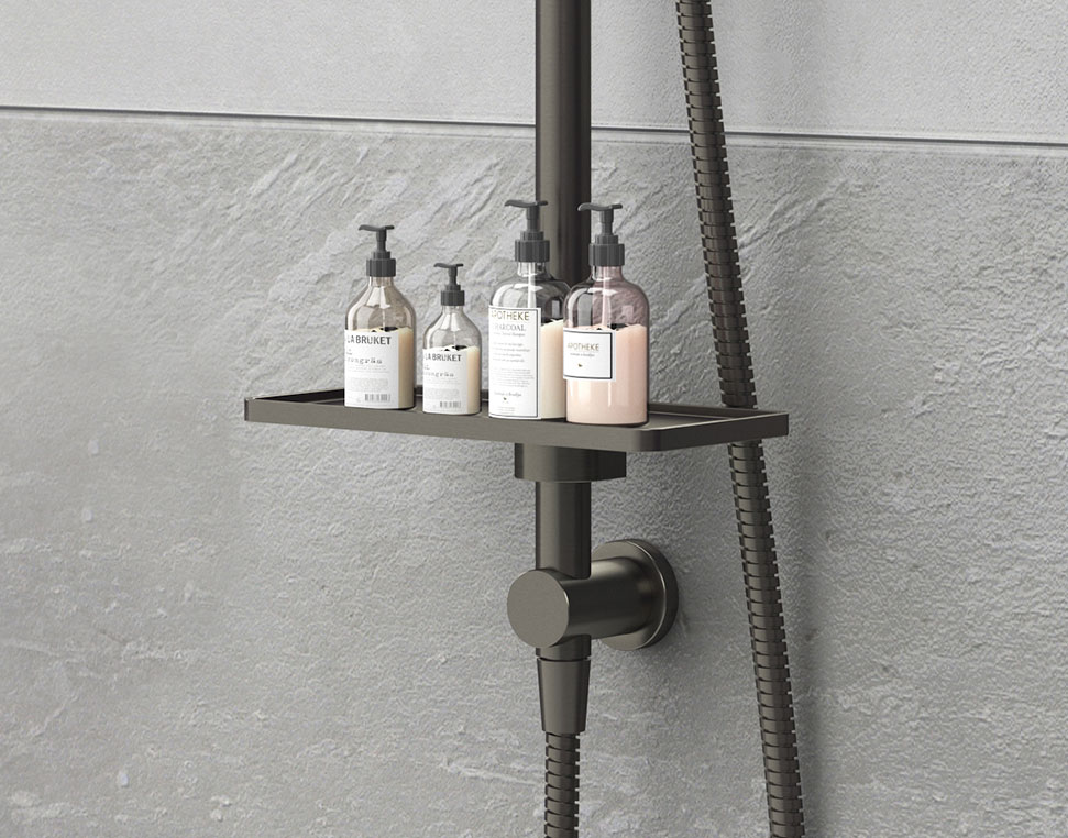 ELEMENTI SHOWER SHELF TO FIT 25MM RAIL in Gun Metal